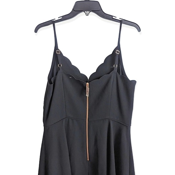 Ted Baker London Simbah Scallop Asymmetric Hem Strappy Black Midi Dress Size 4 - Picture 6 of 10